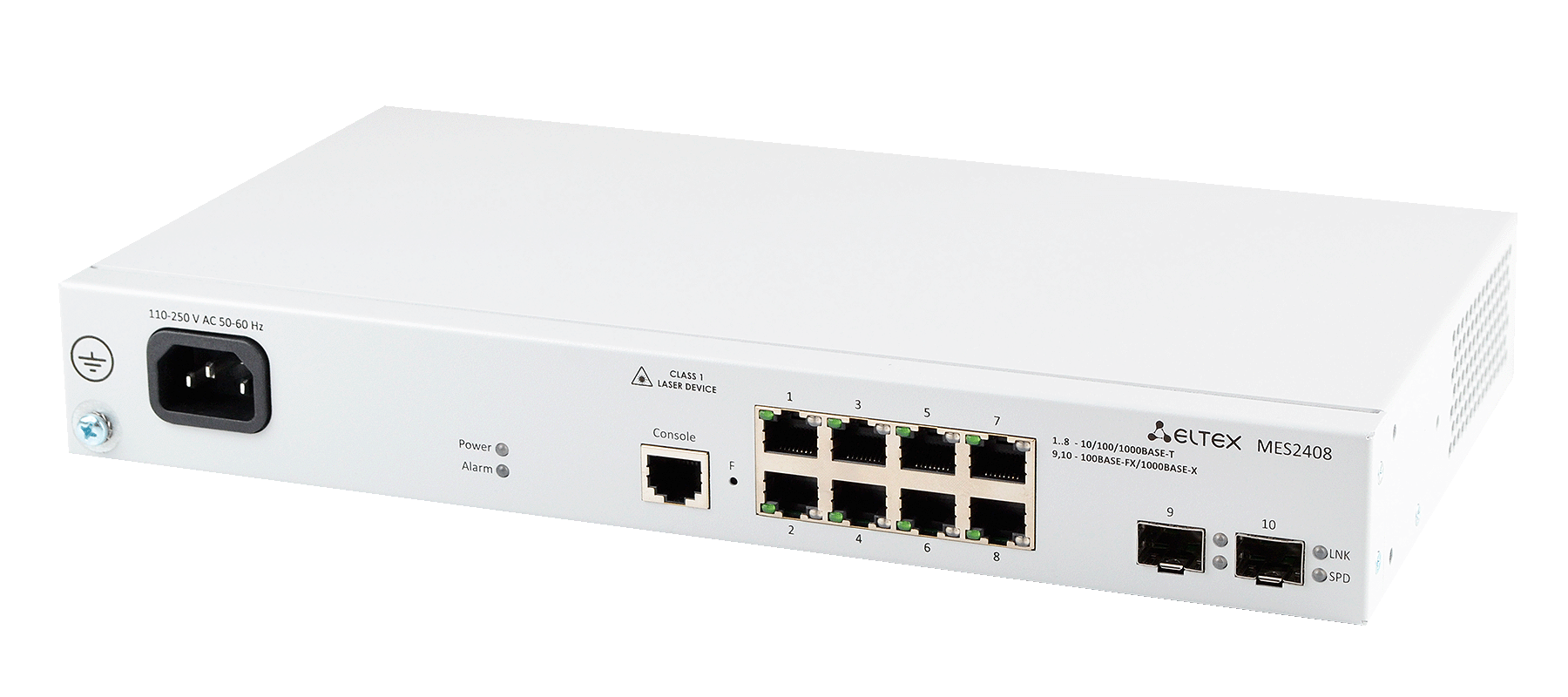 Ethernet-коммутатор MES2408C, 8x1G RJ45 + 2xCombo (RJ45/SFP), L2, 220V AC